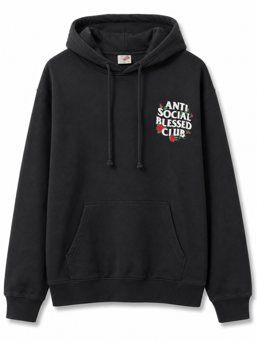 Ash Black Crewneck Hoodie with Small Chest Graphic TALL